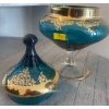 Image 3 : Vintage Hand Blown Italian Venetian Murano Aqua Blue Barware Glassware Empoli Style Dish Teal 22k Go