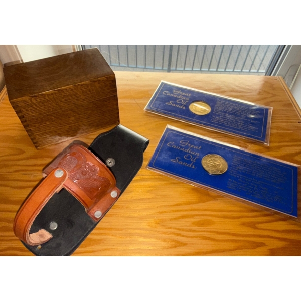 Oil Sands Collectables - Untouched Mining Tokens Genuine Leather Belt Holster & More 