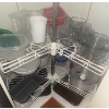 Image 1 : Lazy Susan Cupboard Contents - PYREX Mixing Bowls Loaf Pan Air Tight Containers & More