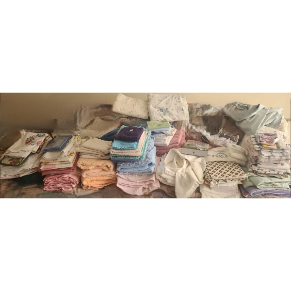 Contents of Linen Closet Including: Towels, Tea Towels, Scarves and More!