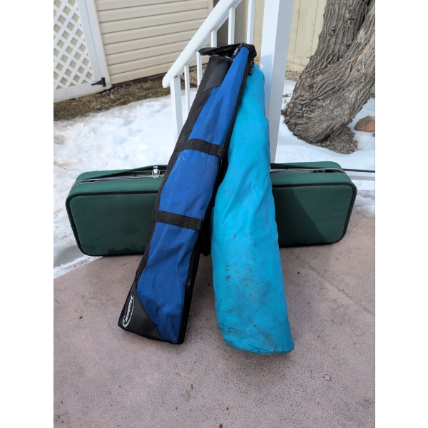 Folding Picnic Table (Seats 4) w/ Hard Shell Case & 2 Mystery Outdoor Bags  