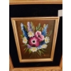 Image 3 : Two Paintings of Flowers w/ Gold and Velvet Trim Frame 7.5 X 8.5 