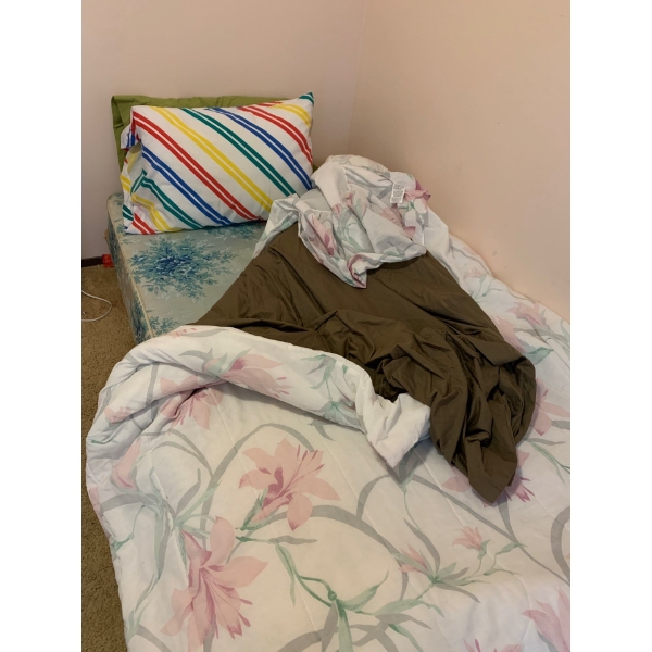 single box spring with Bedding
