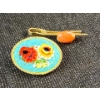 Image 3 : Italian Glass Mosaic Brooch Coral Clip