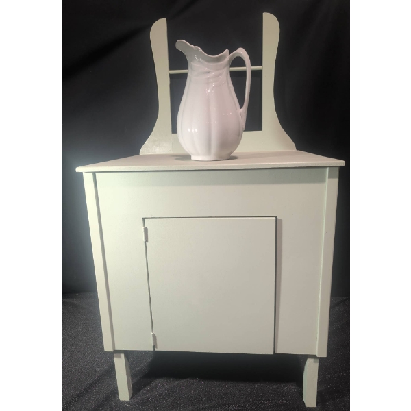 Baker & Co. Pearl White Pitcher with Wooden Washstand