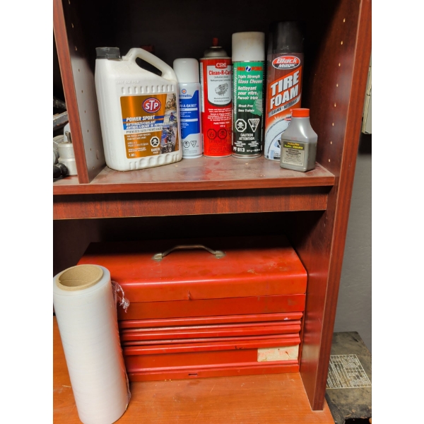 Vintage Multi Drawer Metal Tool Chest w/ Contents Assorted Shop Fluids &  More   