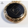 Image 3 : Elgin Pocket Watch With A Matching Gold-Toned Chain And A Distinctive Black Face Design.