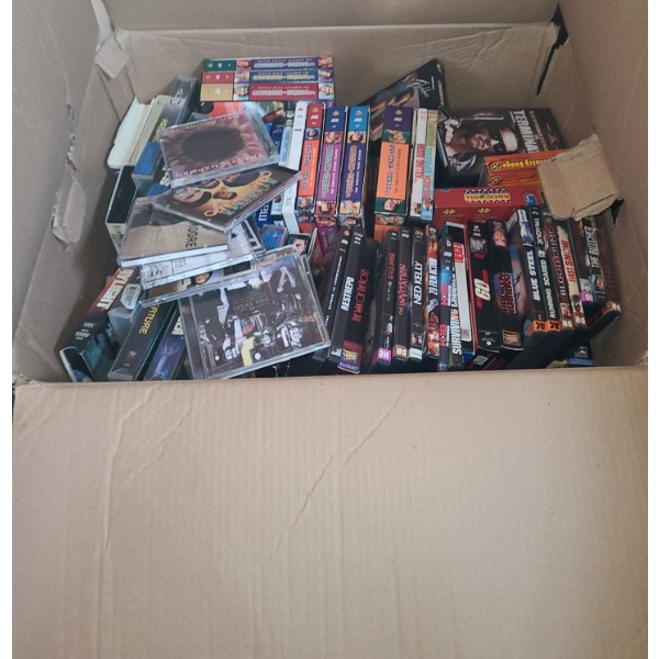 - Box of Assorted DVD's, Some VHS and CD's: Dukes of Hazzard TV Show, Terminator and More!