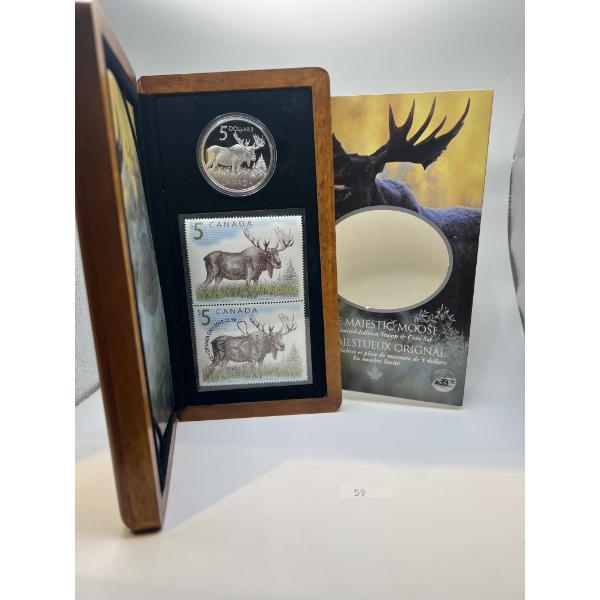 2004 Canada $5 Majestic Moose Coin and Stamp Set