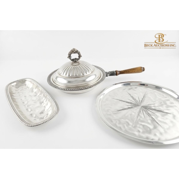 Silver-Plated Entree Dish With A Lid/Wood Handle Silver-Plated Round Serving Tray WMF Ikora And More