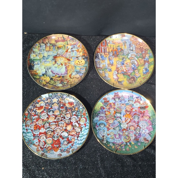 Set of 4 Franklin Mint Decorative Plates, Artist: Bill Bell, 8" Diameter (Titles in Details)