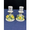 Image 1 : Pair Vintage of Herend Porcelain 5H Candle Holders Yellow Rose Motif