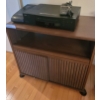 Image 1 : RCA VHS Player with Remotes on Wooden Media Stand