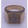 Image 1 : One Gent's Masonic Diamond Ring  14K YG; Ring Weighs 14.6g 