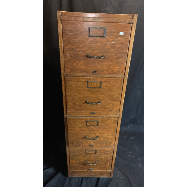 Vintage Wooden Filing Cabinet  - 16W, 27D, 54T 