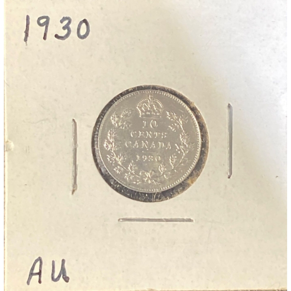 1930 AU Canadian Dime 80% Silver