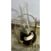 Image 2 : Brass Hurricane Oil Lamp, Copper Matchstick Holder, and Decorative Flask Set