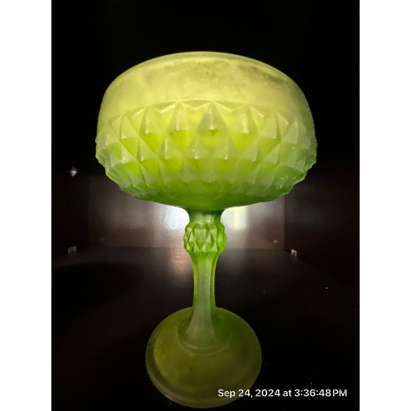 Green Carnival Glass Candy Dish