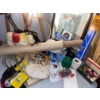 Image 2 : Crafter's Corner-- Large Wooden Easel, Desk Lamp, String, Ornaments, Wrapping Paper Cards & More!