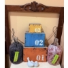 Image 1 : Decorative Items Grouping Including Ceramic Birds, Mosaic Bottles, Stacking Boxes, and Wood