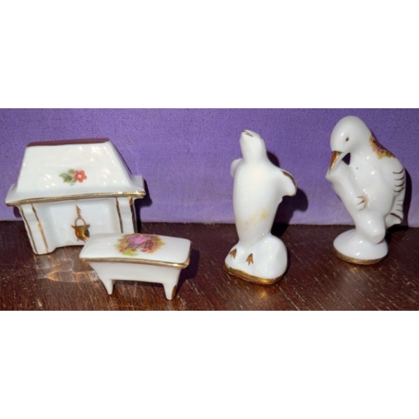 Miniature Limoges France Collectibles- Birds, Vanity, Bench Mini's