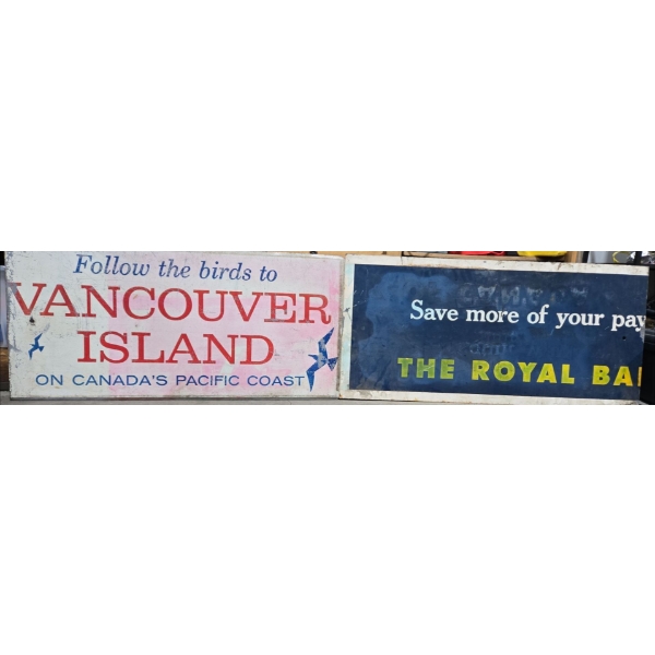 Full Sized 5FT Long Follow The Birds To Vancouver Island On The Pacific Coast Metal Ad Sign + 1/2