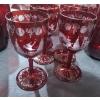 Image 4 : Red Glassware Inclu: Scalloped Edge Bowl 10" Diameter, Wine Glasses, Decanter, Glasses