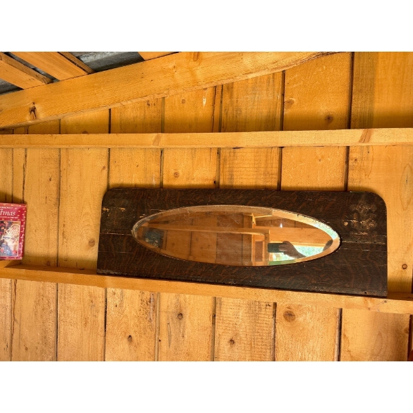 Vintage Bar Style Mirror in Wood Frame L46" H15"