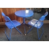 Image 2 : Blue Metal Table w/ 2 Chairs - 23W, 28T 