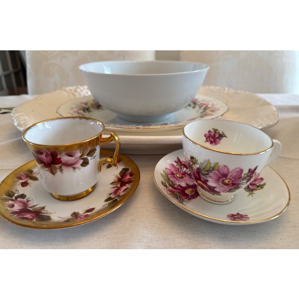 Royal Chelsea & Assorted China Set With Serving Bowl and Plates