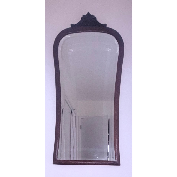 Wall-Mounted Mirror with Ornate Wood Frame, Approx. 40 x 20 Inches