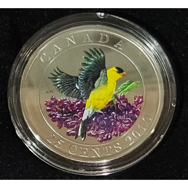 2010 25¢ Goldfinch - Coloured Coin
