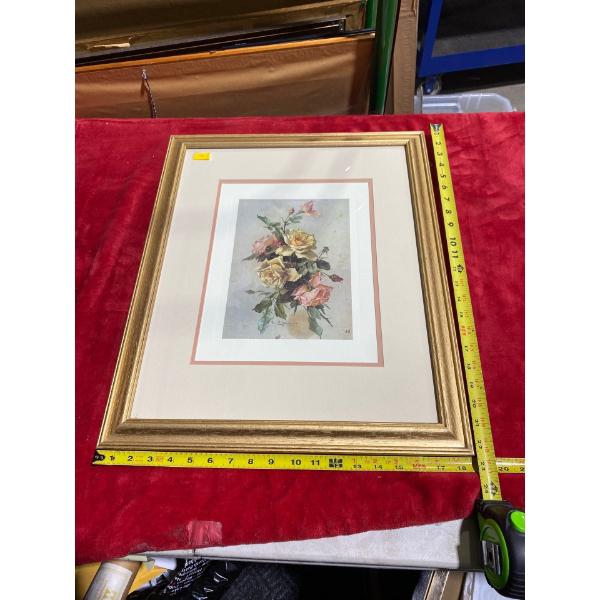Yellow & Pink Roses Print (10" x 13" Before Frame)