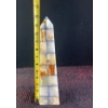 Image 3 : Two Mosaic Onyx Decorative Pieces - Obelisk and Sphere