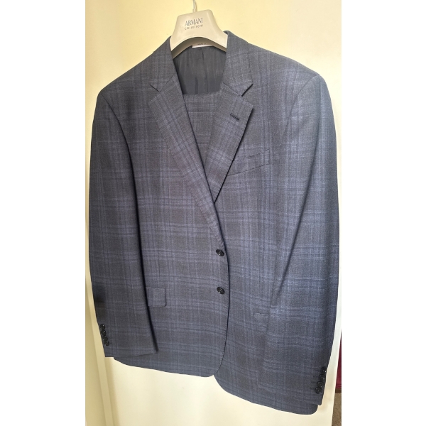 Armani Collezioni Men's Two-Button Blazer in Gray Checked Pattern
