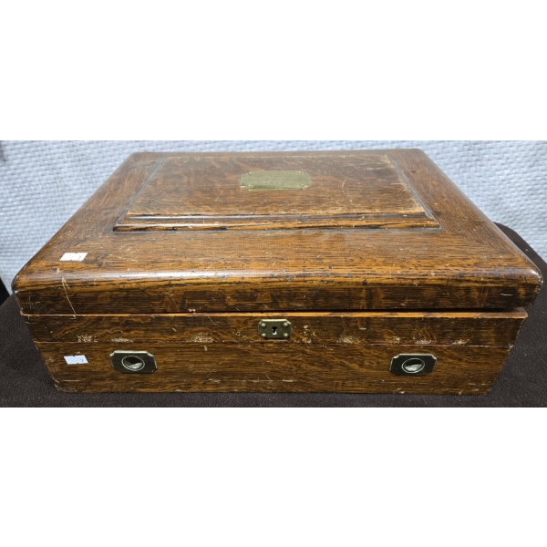 Antique Wooden Case Blue Velvet Lined Anti Tarnish Interior