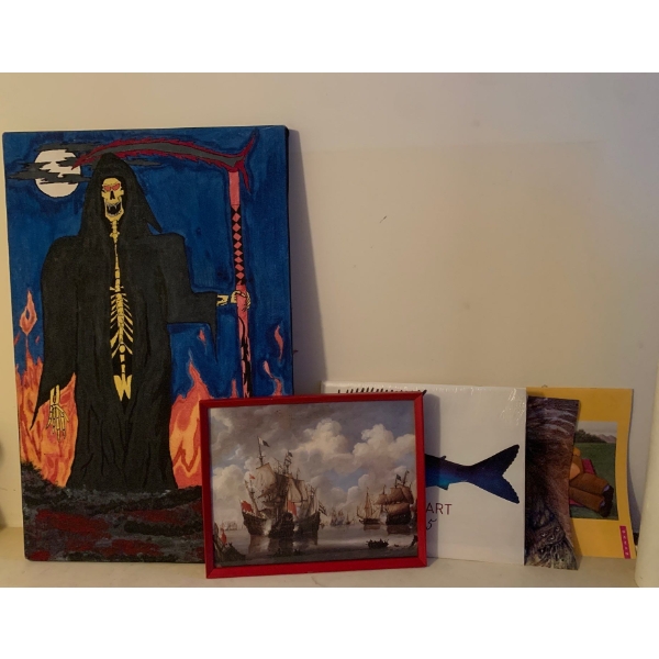 Art Grim Reaper Oil on Canvas 19x26 Nautical Print w/ Shaman Calender