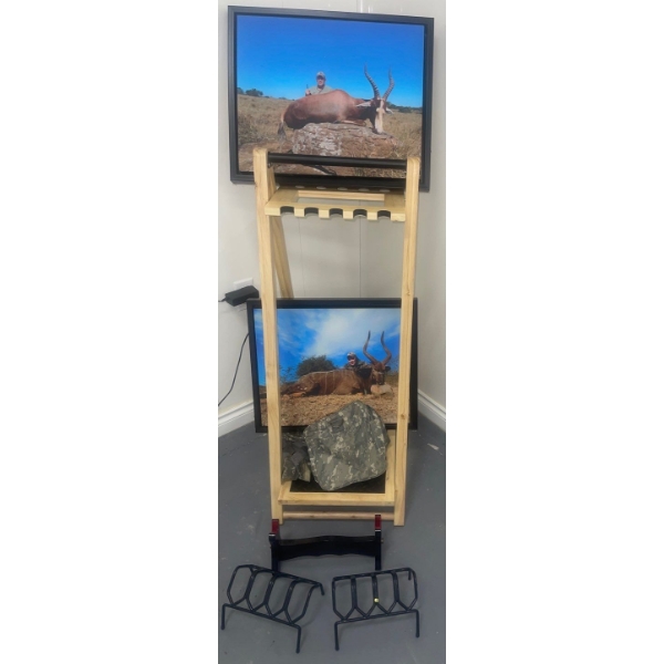 Assorted Gun Gear/Hunting Supplies  Gun Racks w/ Hunters Legacy Pictures