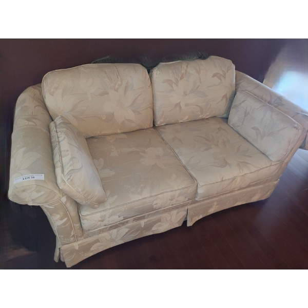 Two Seater Neutral Floral Loveseat 66 w 32 h