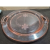 Image 4 : Hammered Steel Serving Tray W/ Handles + 2 Mini Oil Lamps + Pink Depression Glass Tray & More