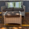 Image 2 : Outdoor Wicker Loveseat and Ottoman Set with Cushions