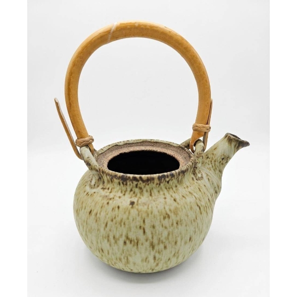 Stoneware Teapot and Creamer Set with Bamboo