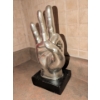 Image 4 : Silver Polystone Decorative Hands Sculptures 11"Tall  w/ Tasselled Jute Decor 