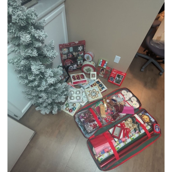 Holiday Festivities - 4 ft Prelit Christmas Tree Gift Wrap Duffle w/ Xmas Balls Galore & More