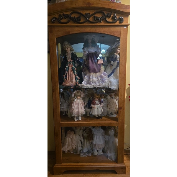 Wooden China Cabinet w/ Glass Doors (Contents NOT Included) - 37W, 15D, 83T 