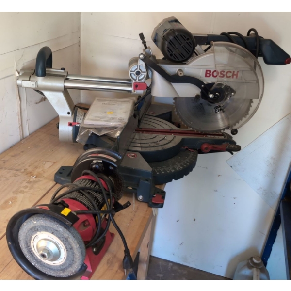 Power Max 6  Bench Grinder Model 04-108 & Bosch 5312 Large Saw 