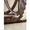 Image 3 : Ornate Wooden Armchair with Carved Details and Upholstered Seat