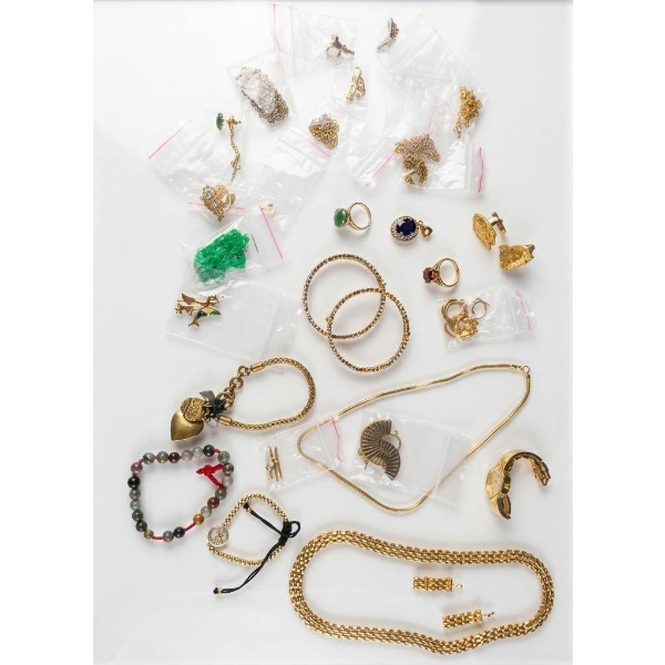 Gold-Tone Jewelry Lot With Bracelets, Necklaces, Earrings, and Watch