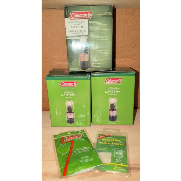 3 New Coleman PerfectFlow Compact Propane Lanterns w/ Compatible Mantles 
