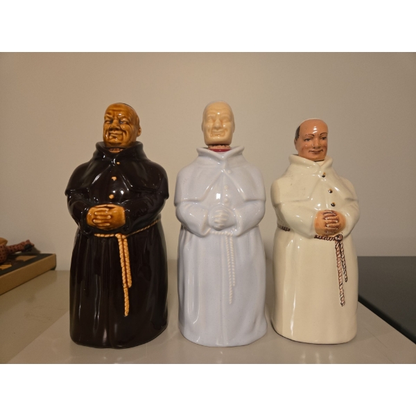 Monk Ceramic Hand Painted Decanters , Including Tolley Old Monastery Wine 